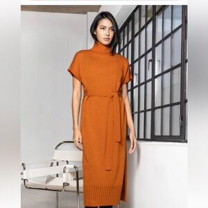 AGGEL Knitwear Woolblend Side Slit Midi Dress